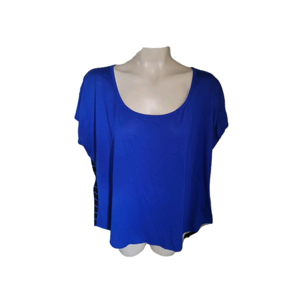 TORRID Plus size 1X reversible‎ Striped Back Short Sleeve Blouse Top beach comfy